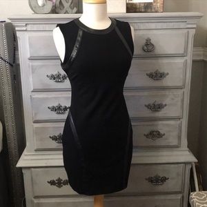 Faux Leather Trim Dress
